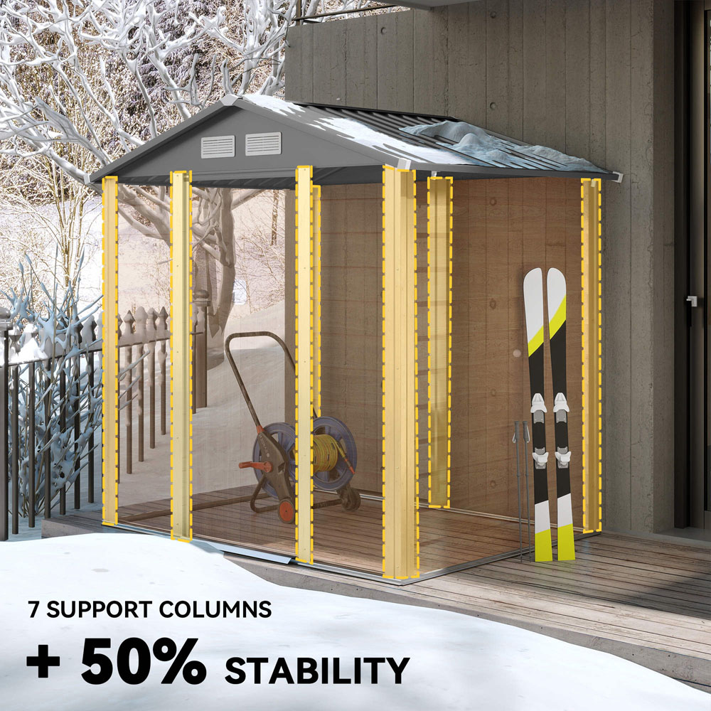 Outsunny 5 x 6.5ft Brown Wood Effect Metal Apex Garden Shed Image 4