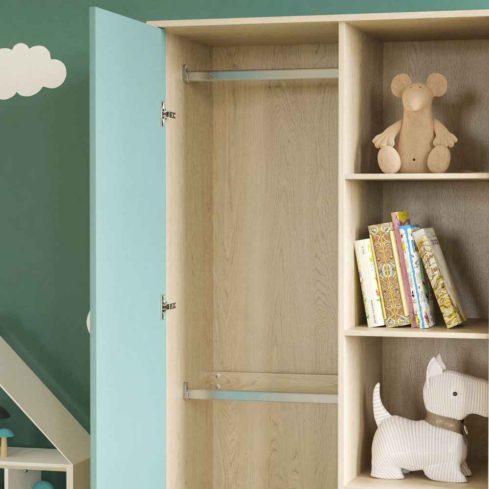 Junior Vida Neptune Single Door Blue and Oak Wardrobe Image 4