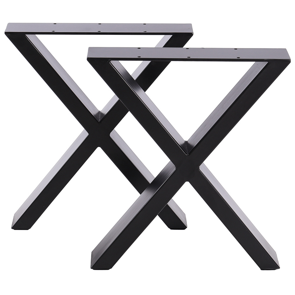 H&O Direct Black Industrial X Shaped Iron Furniture Legs with Screws 2 Pack Image 1