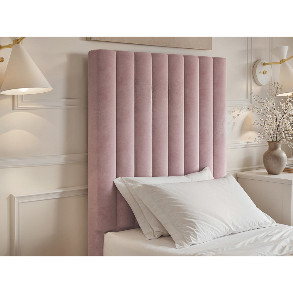 Flair Everley Single Pink Velvet Ottoman Bed Image 4