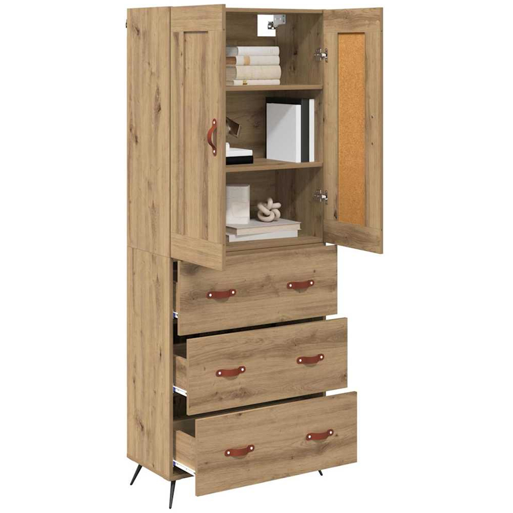 vidaXL 2 Door 3 Drawer Artisan Oak Sideboard Image 3