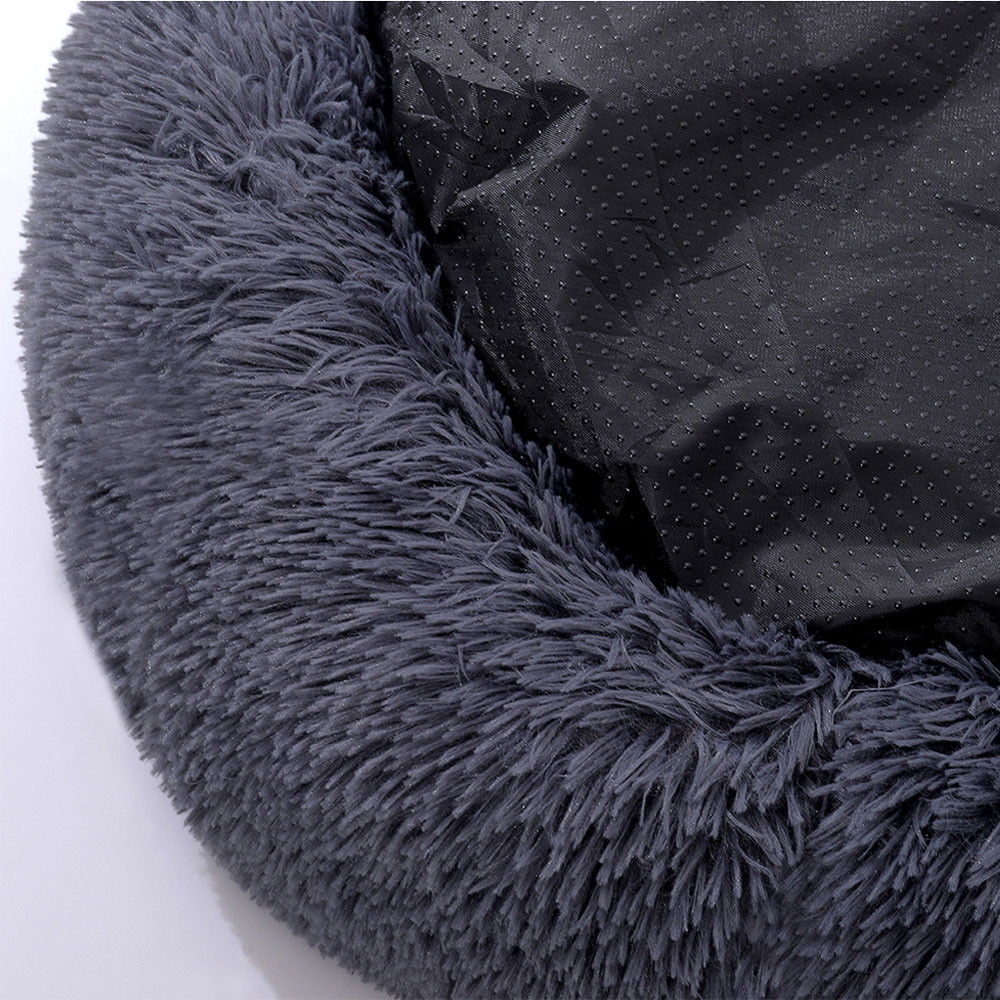 H&O Direct Dark Grey Plush Donut Shaped Pet Bed Image 3