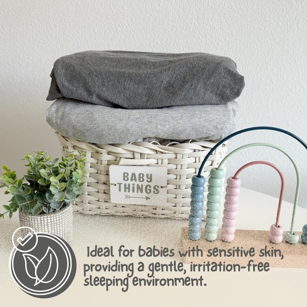 MHG Living Grey and Silver Jersey Cotton Fitted Cot Bed Sheet 140 x 70cm 2 Pack Image 5