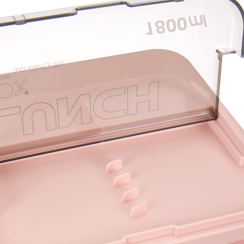 Living and Home 1.8L 2-Tier Pink Lunch Box with Cutlery and 3 Top Compartments Image 7