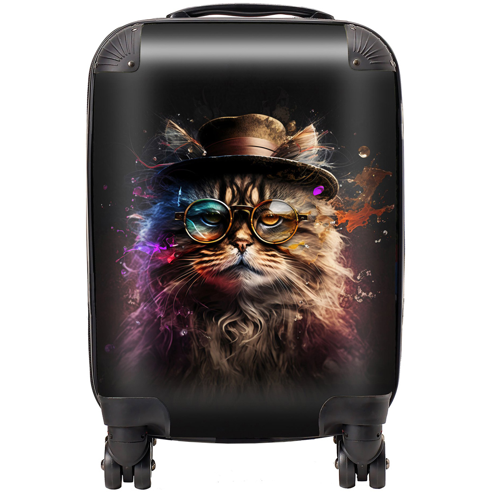 Warren Reed Designer Small Siberian Cat With Glasses Splashart Suitcase Image 1