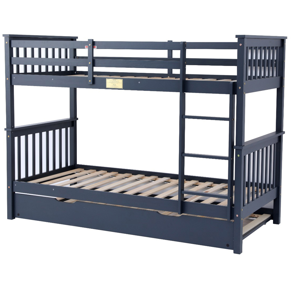 Flair Wooden Grey Zoom Bunk Bed with Trundle Image 2