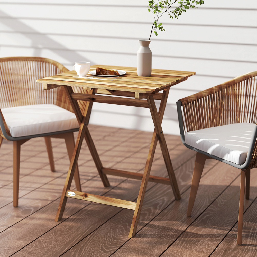Outsunny Natural Wood Foldable Garden Coffee Table Image 8