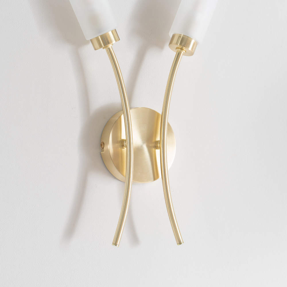 ValueLights Maya 2 Way Brushed Gold Curved Upright Reed Shaded LED Wall Light 2 Pack Image 5