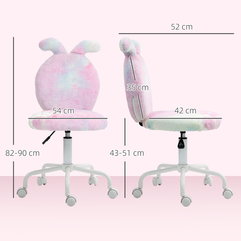 Portland Colourful Armless Bunny Vanity Chair with Swivel Wheels Image 9