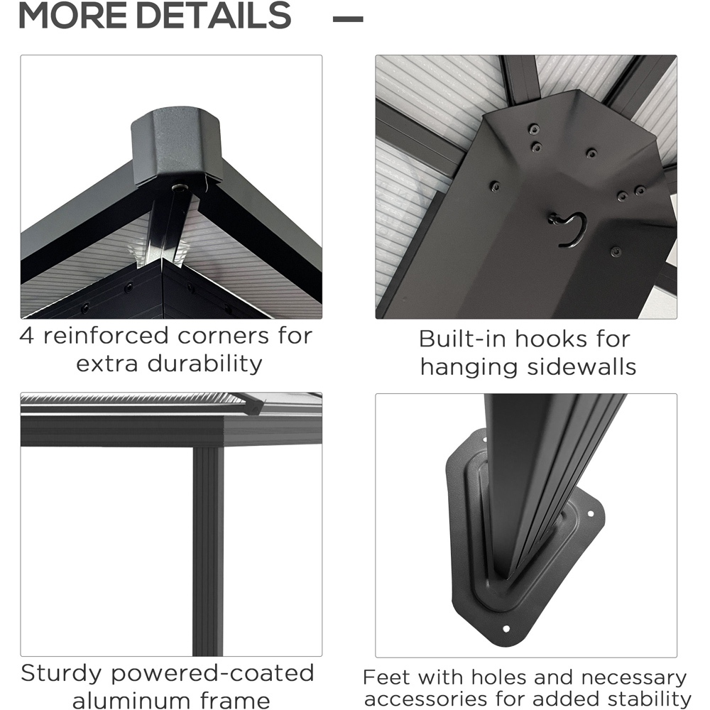 Outsunny 3 x 4m Black Aluminium Frame Gazebo with Netting Image 6