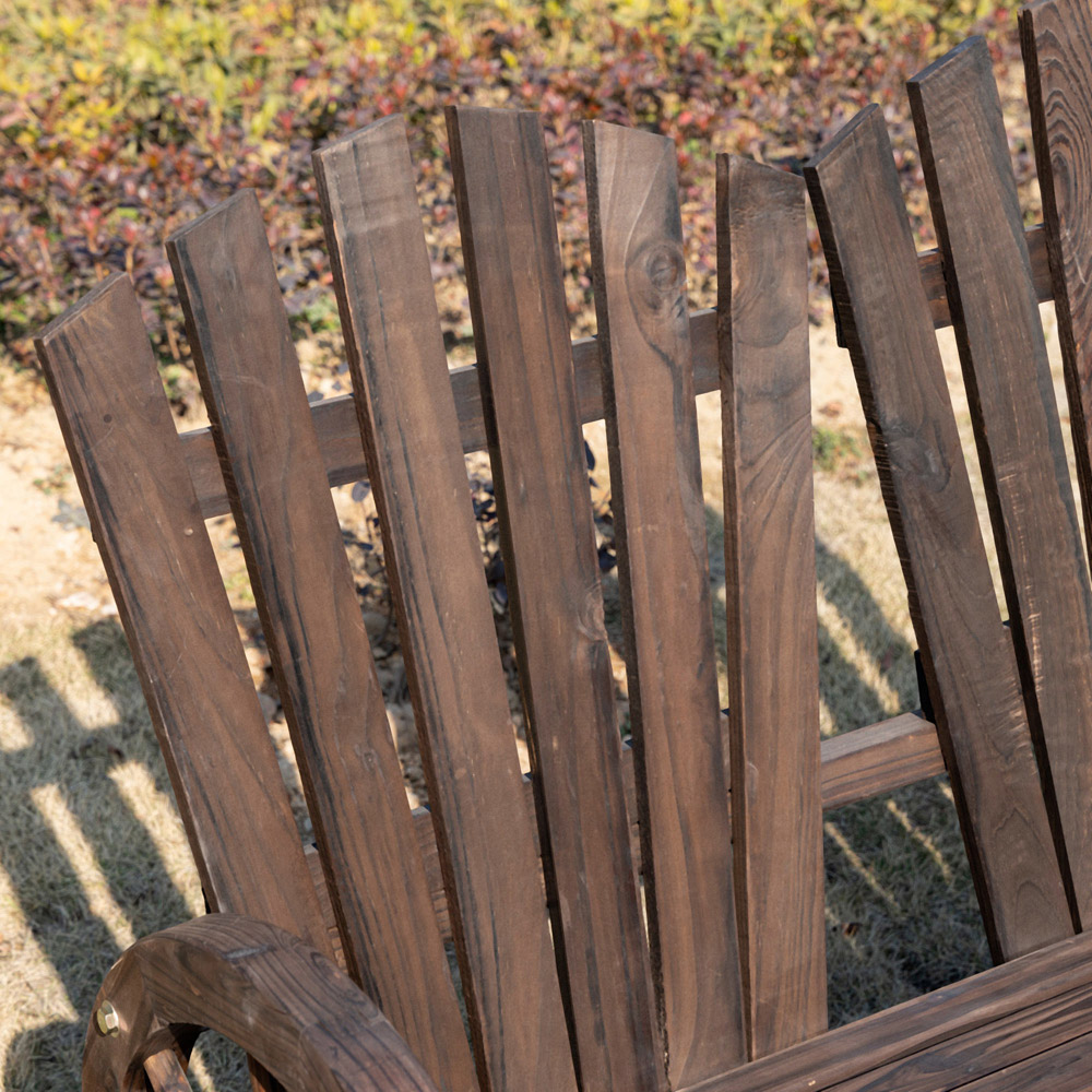 Outsunny Adirondack 2 Seater Carbonized Wooden Loveseat Bench Image 3