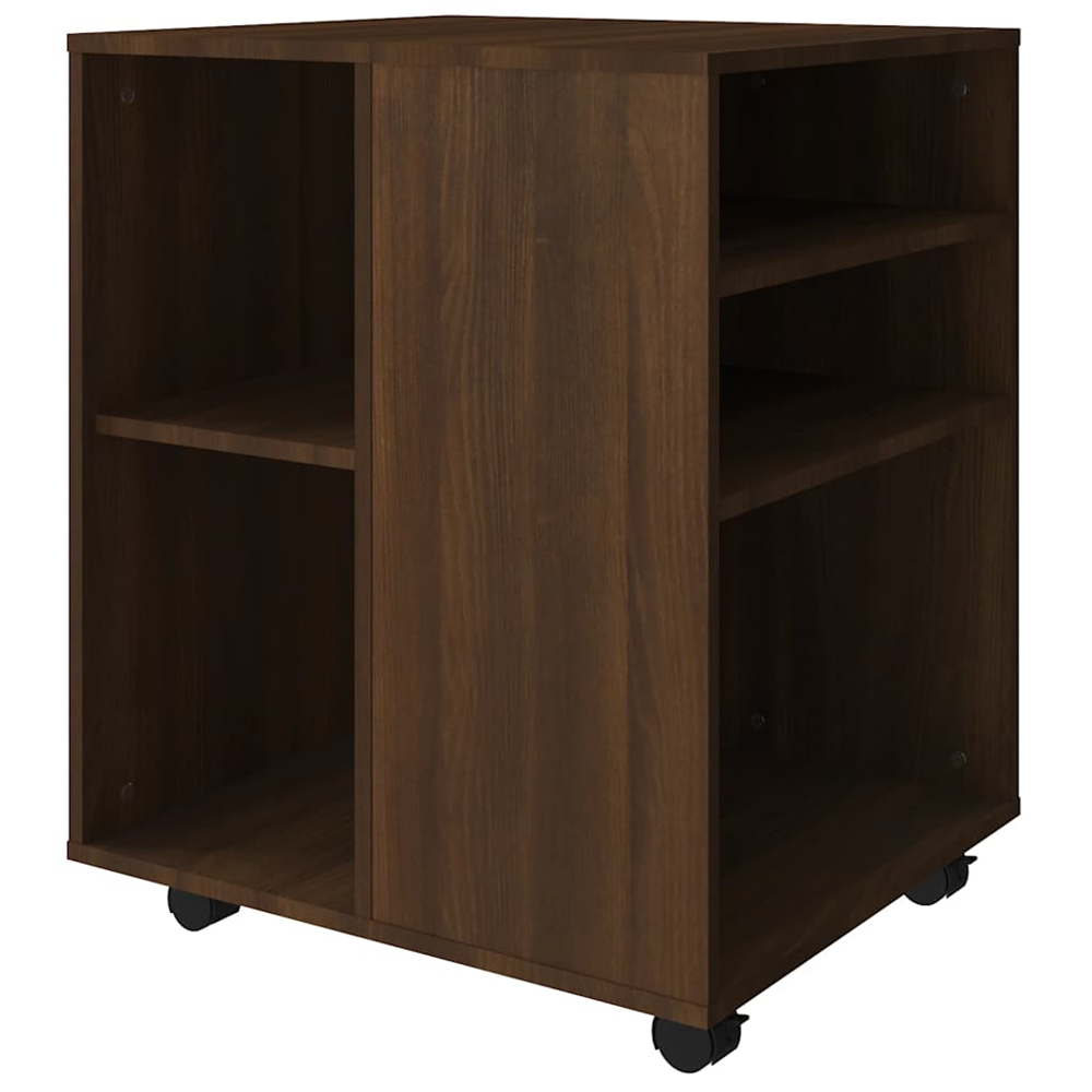 vidaXL 5 Shelf Brown Oak Rolling Cabinet Image 6