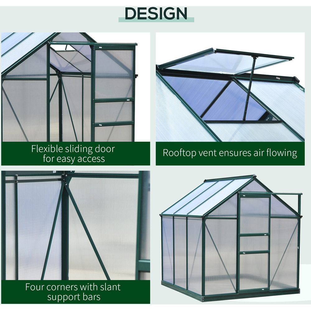Outsunny 6 x 6ft Green Polycarbonate Greenhouse Image 4