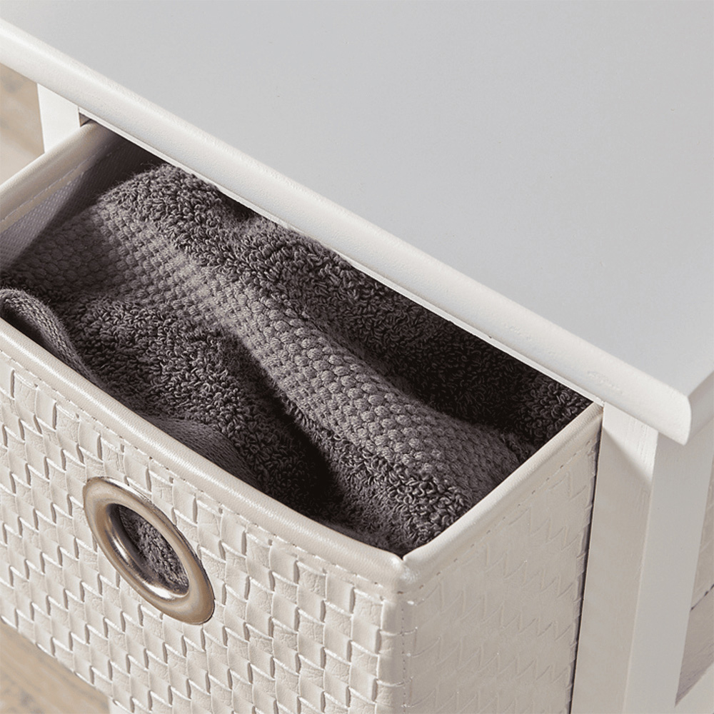 Home Source Sandringham 3 Basket Drawer White Wooden Storage Unit Image 4