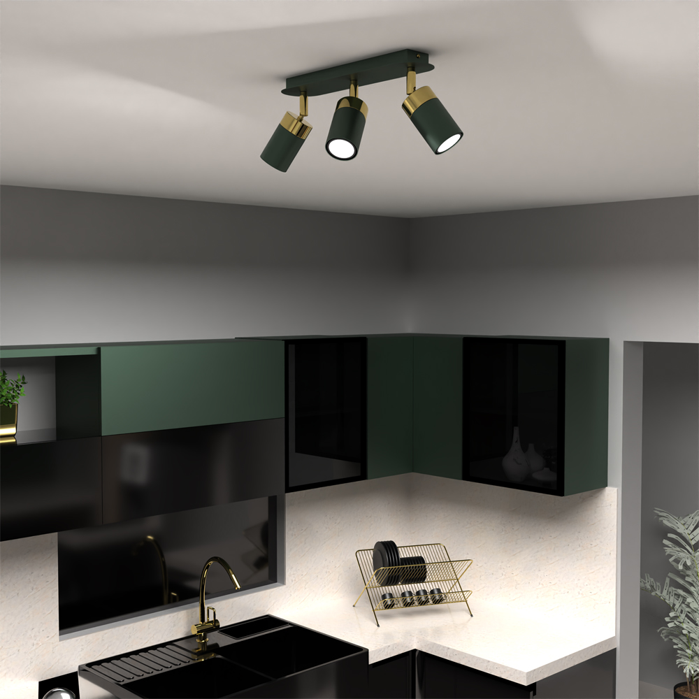 Milagro Joker Green and Gold 3 LED Ceiling Light Image 4