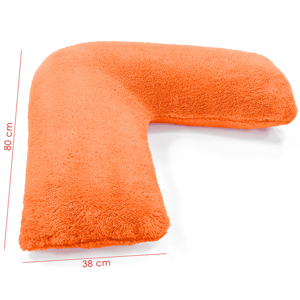 Velosso Orange Teddy Fleece V Shape Pillow Image 2