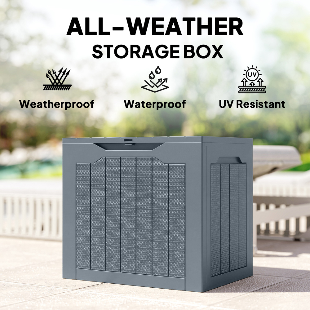 Outsunny 93L Grey Plastic Garden Storage Box Image 5
