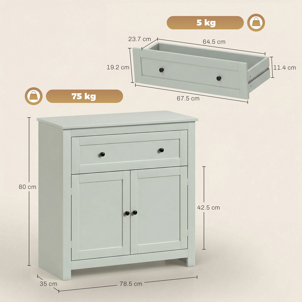 Portland 2 Door Single Drawer Green Sideboard Image 9