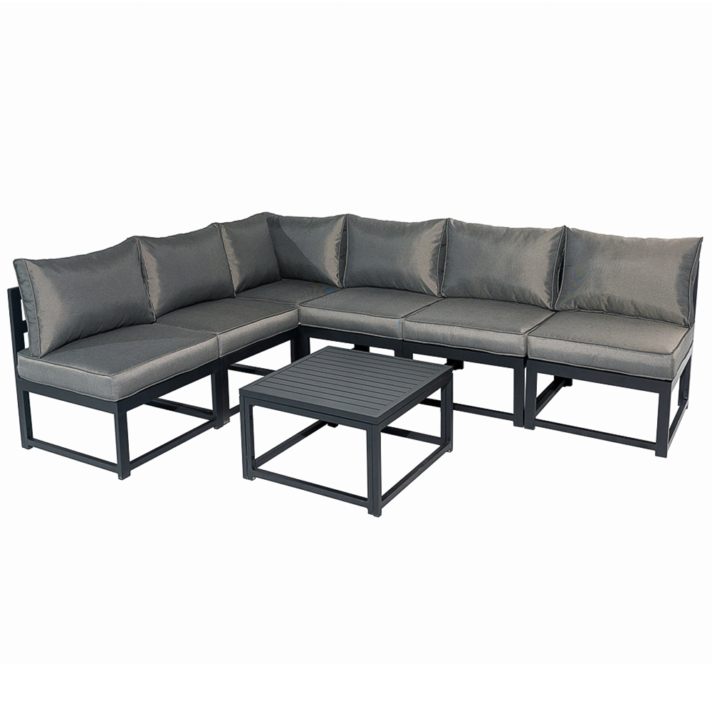 Furniture One 6 Seater L Shape Aluminium Garden Corner Sofa Set Image 2
