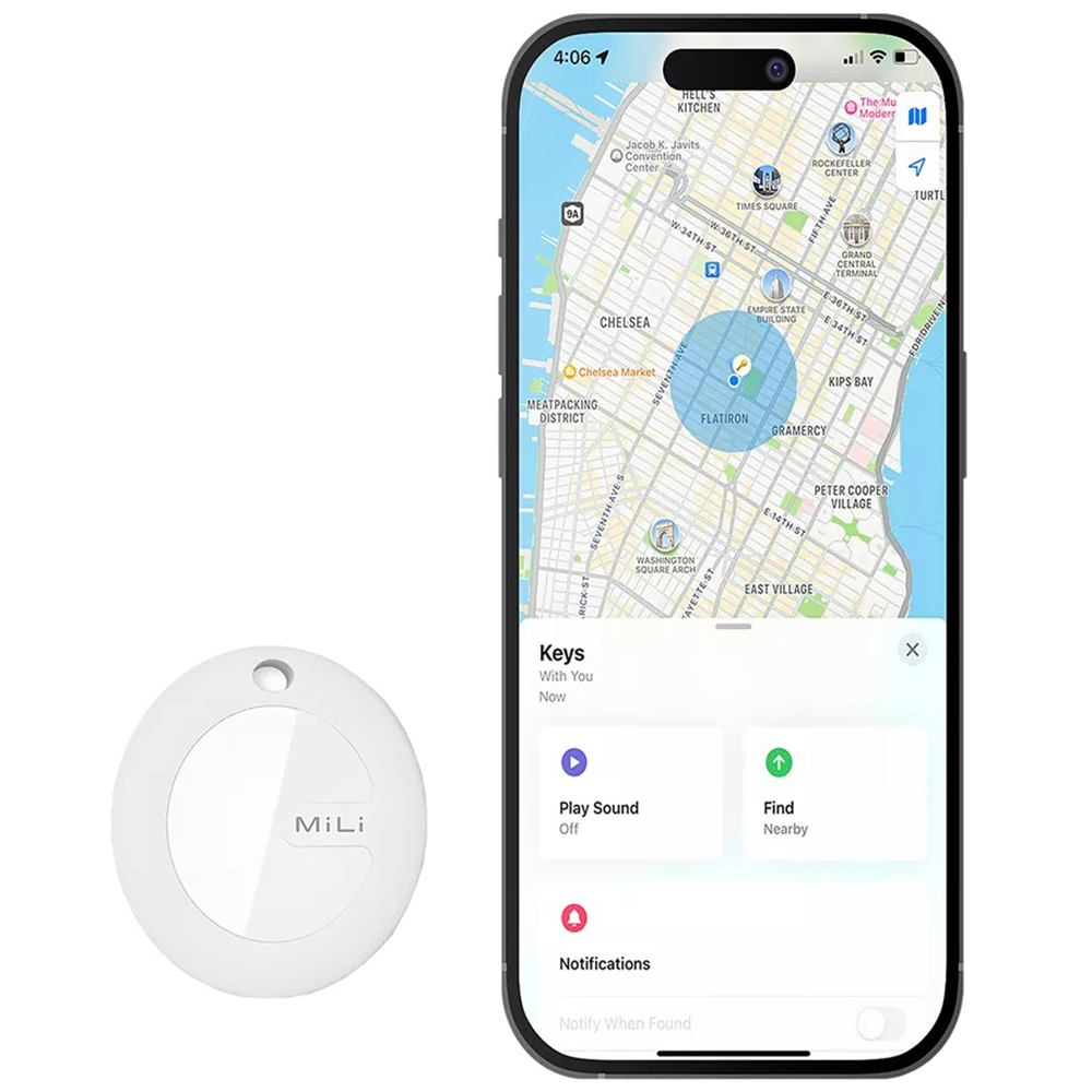 Maplin MiLi MiTag MFI White Find My Item Finder with PU Leather Keyring Image 3