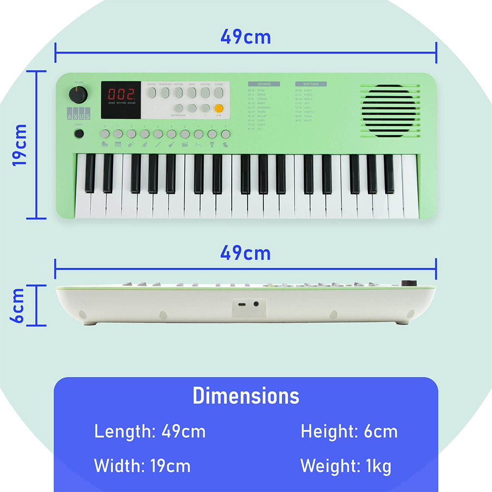 AXUS 37 Key Mint Green Mini Keyboard Image 4