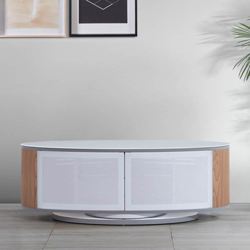 MDA Designs Luna 2 Door White and Oak TV Unit Image 7