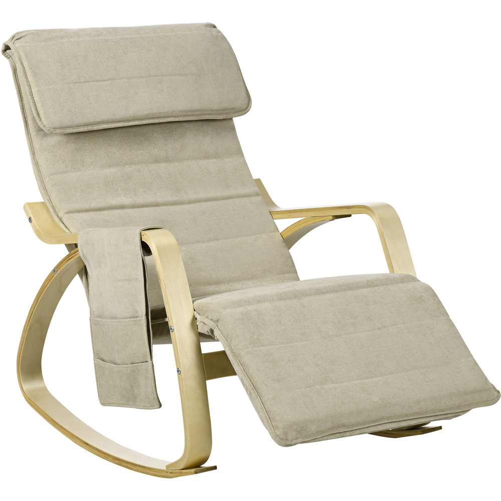 HOMCOM Beige Rocking Recliner Lounge Chair with Adjustable Footrest Image 2