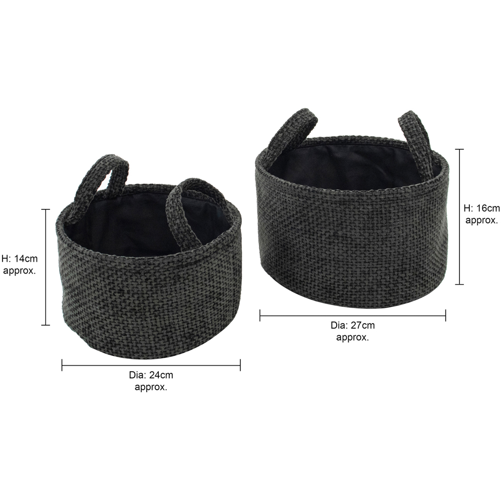 JVL Metro Black Round Storage Basket with Handles 2 Pack Image 8