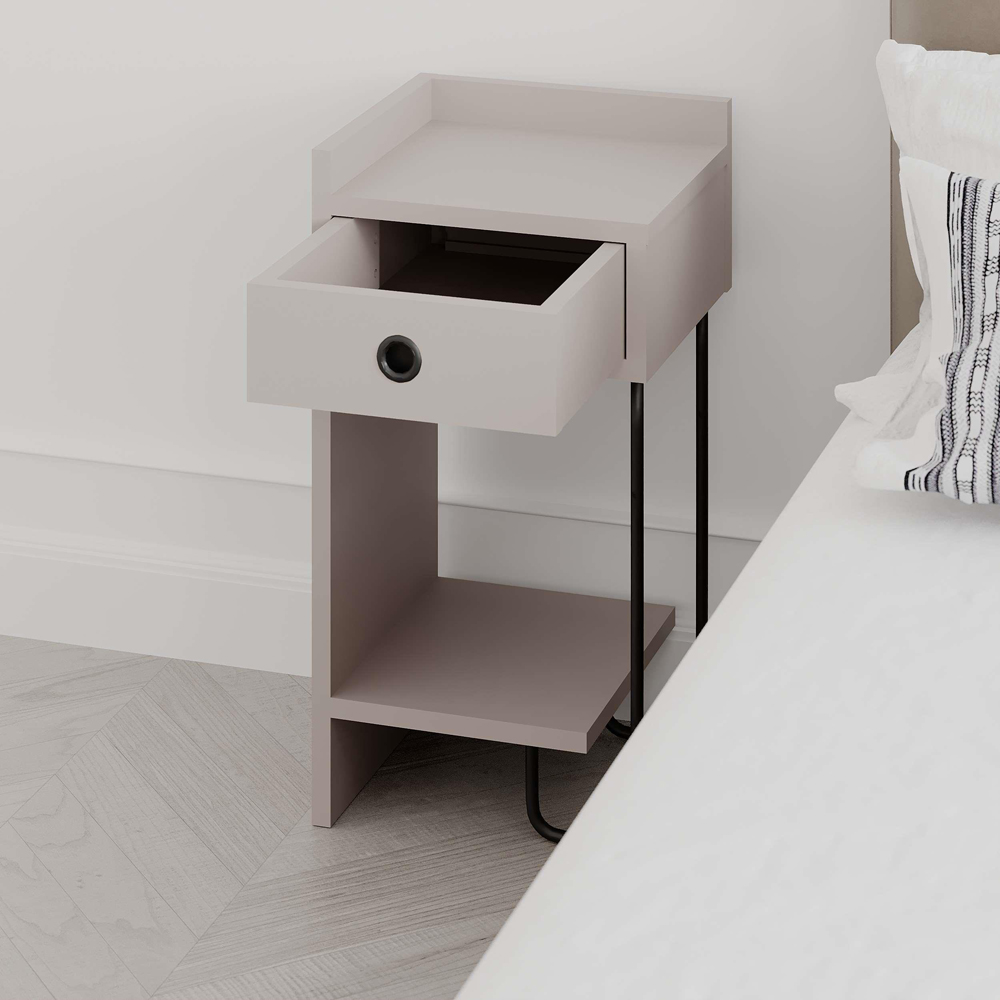 Decortie Sirius Single Drawer Single Shelf Mocha Grey Modern Left Module Bedside Table Image 5