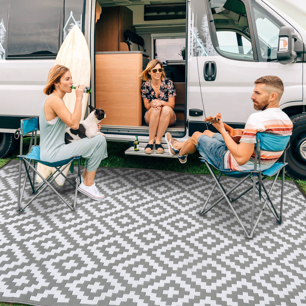 Green Decore Bliss Camping and Picnic Grey and White Rug 270 x 360cm 2 Pack Image 3