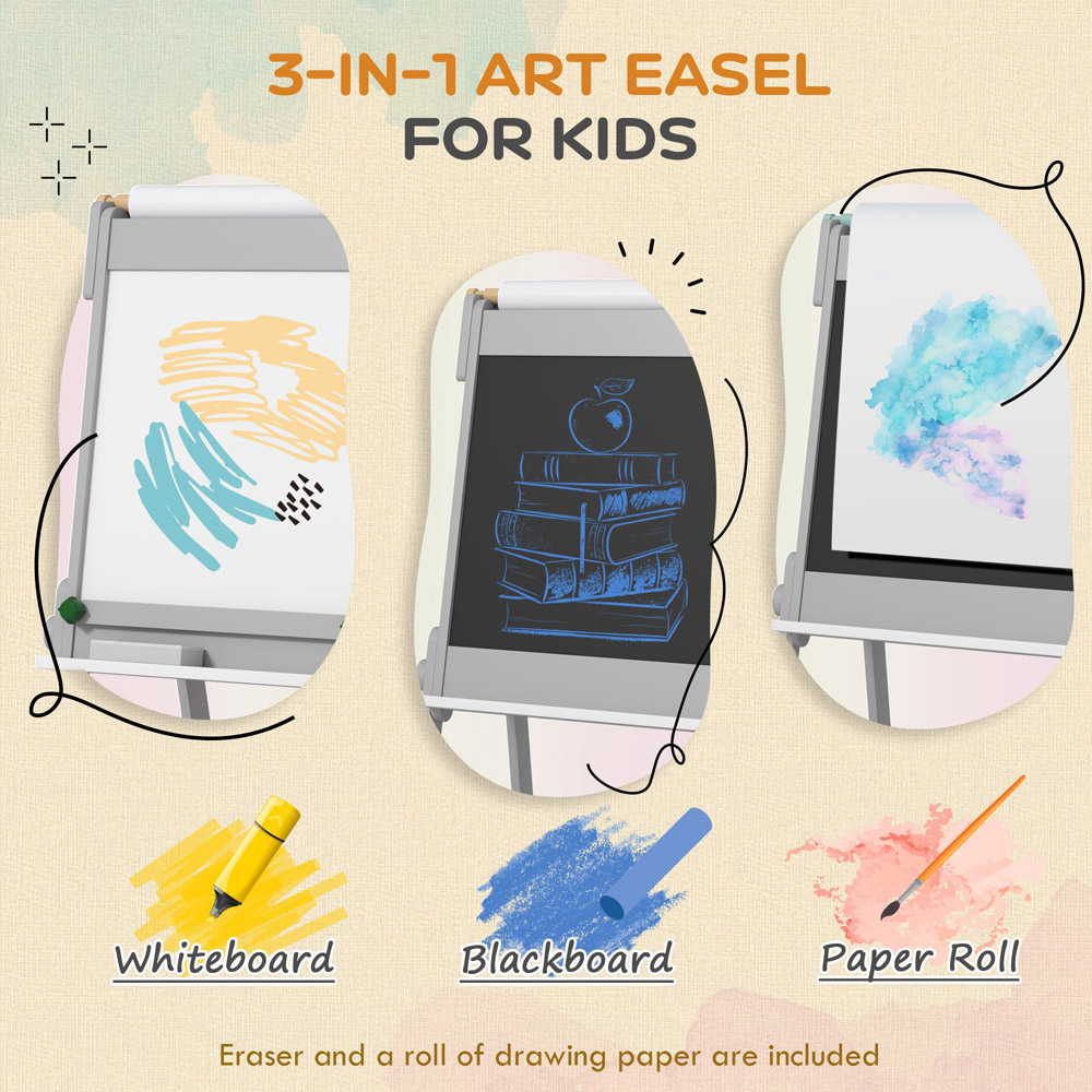 Tommy Toys AIYAPLAY Double Sided Kids Art Easel with Paper Roll and Storage Boxes Image 8