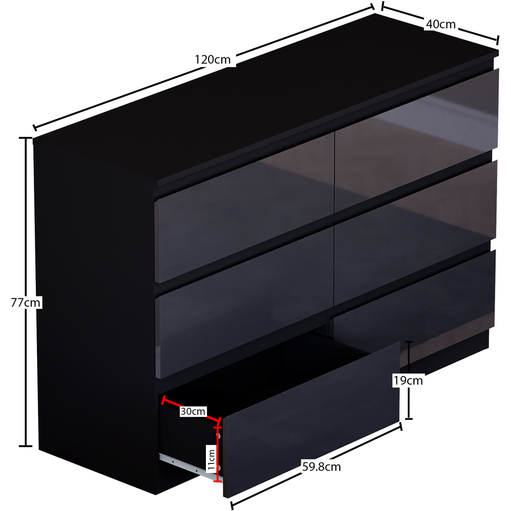 Vida Designs Glinton 6 Drawer Black Chest of Drawers Image 7