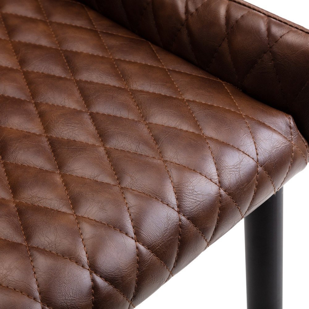 Julian Bowen Luxe Set of 2 Brown Faux Leather Dining Chair Image 7