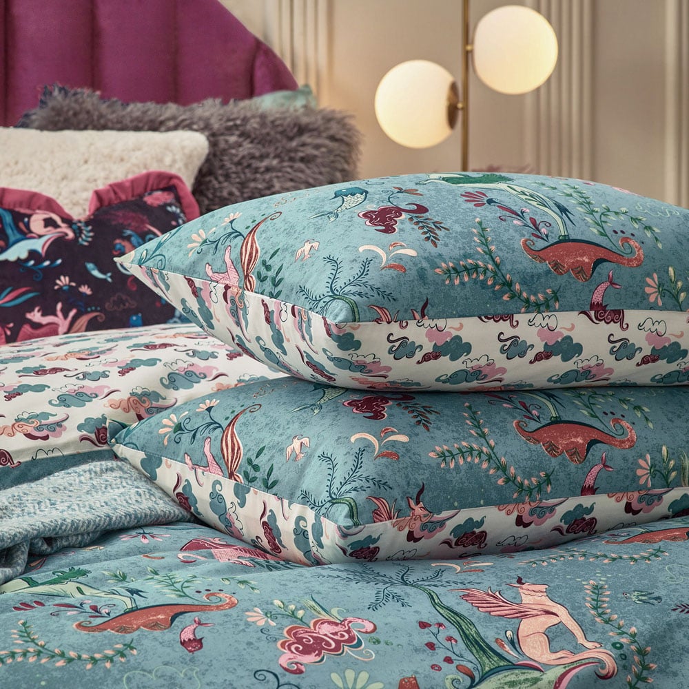 furn Athena Double Mineral Blue Mythological Duvet Set Image 3