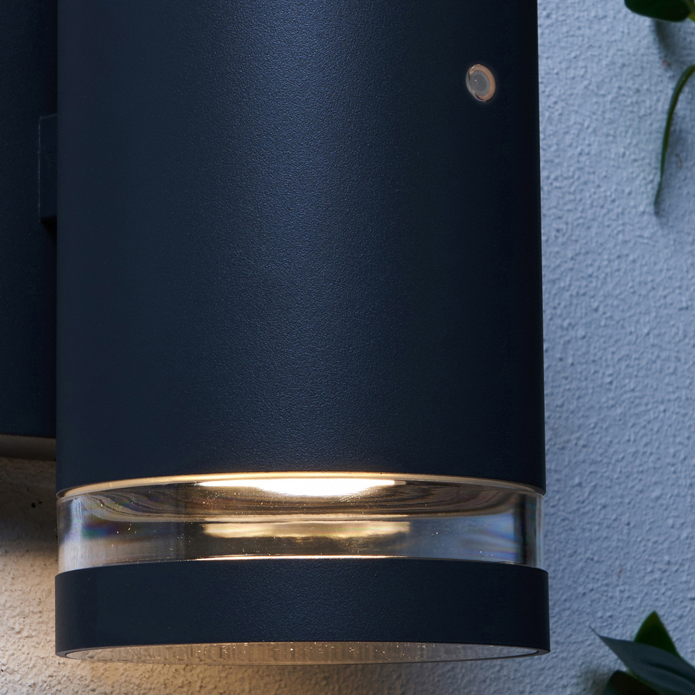 Zink Lens 2 Light Anthracite Photocell Wall Light Image 5