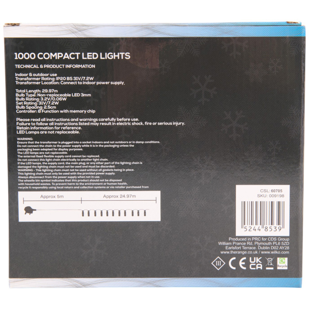 noel 1000 Blue and White LED Compact String Lights Image 2