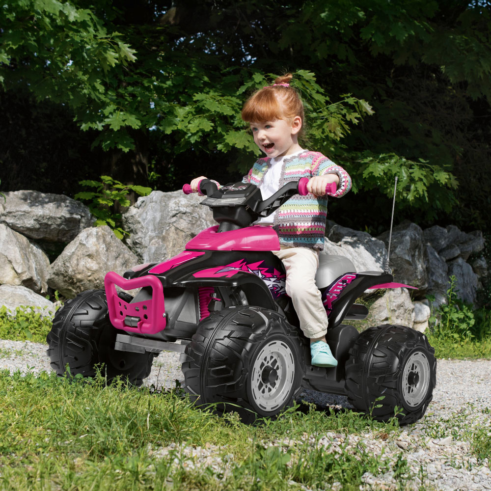 PEG Corral T-Rex Kids Electric Ride-On Quad Bike with Lights and Sounds Pink 12V Image 2