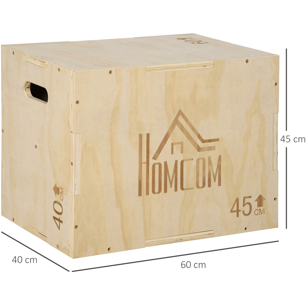 HOMCOM 3-in-1 Natural Wooden Height Adjustable Plyo Box Image 9