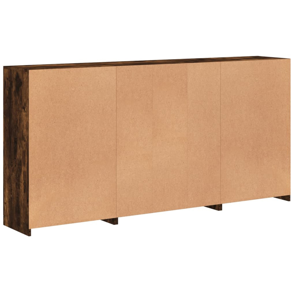vidaXL 4 Door 12 Shelf Smoked Oak Sideboard with LED Lights Image 5