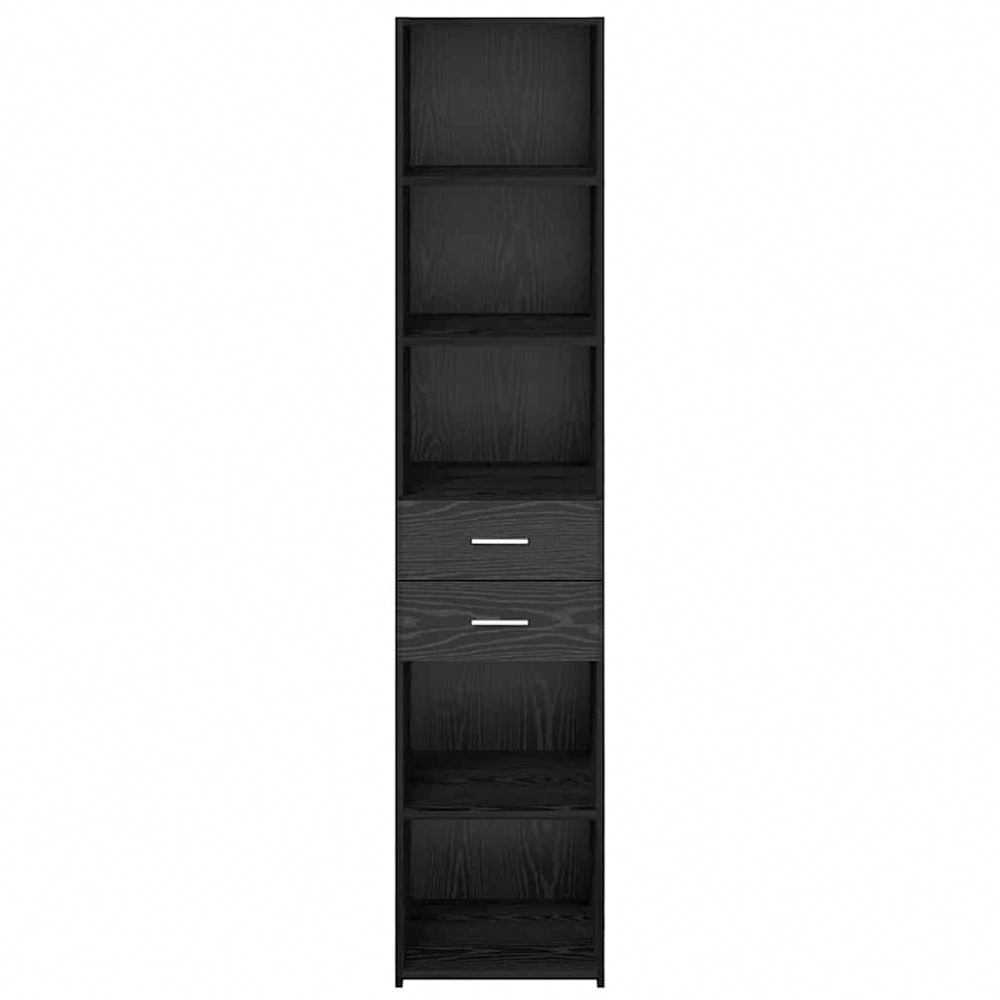 vidaXL 2 Drawer 5 Open Shelf Black Oak Tall Highboard Image 4