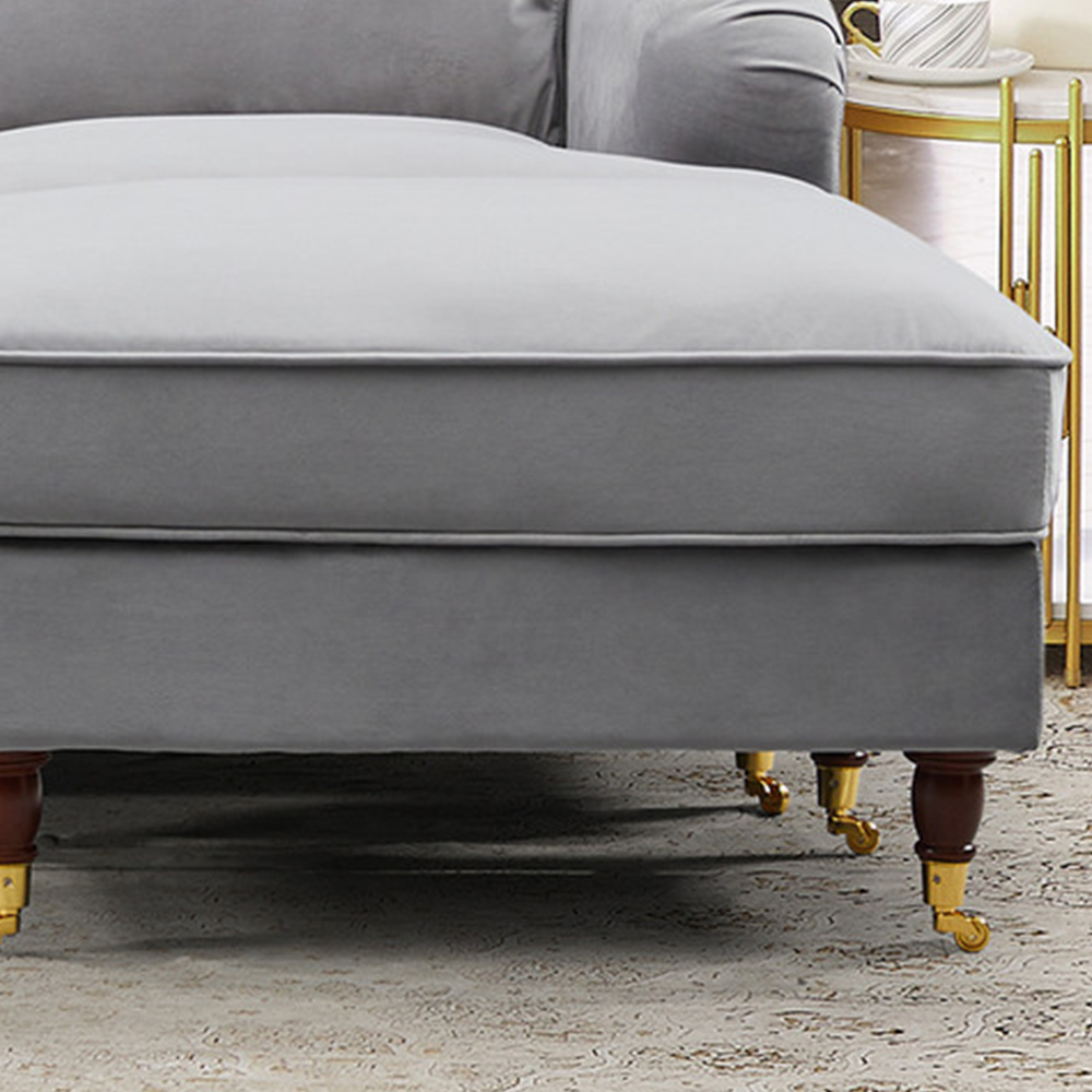 Woodbury 3 Seater Grey Velvet U Shape Corner Sofa Image 3