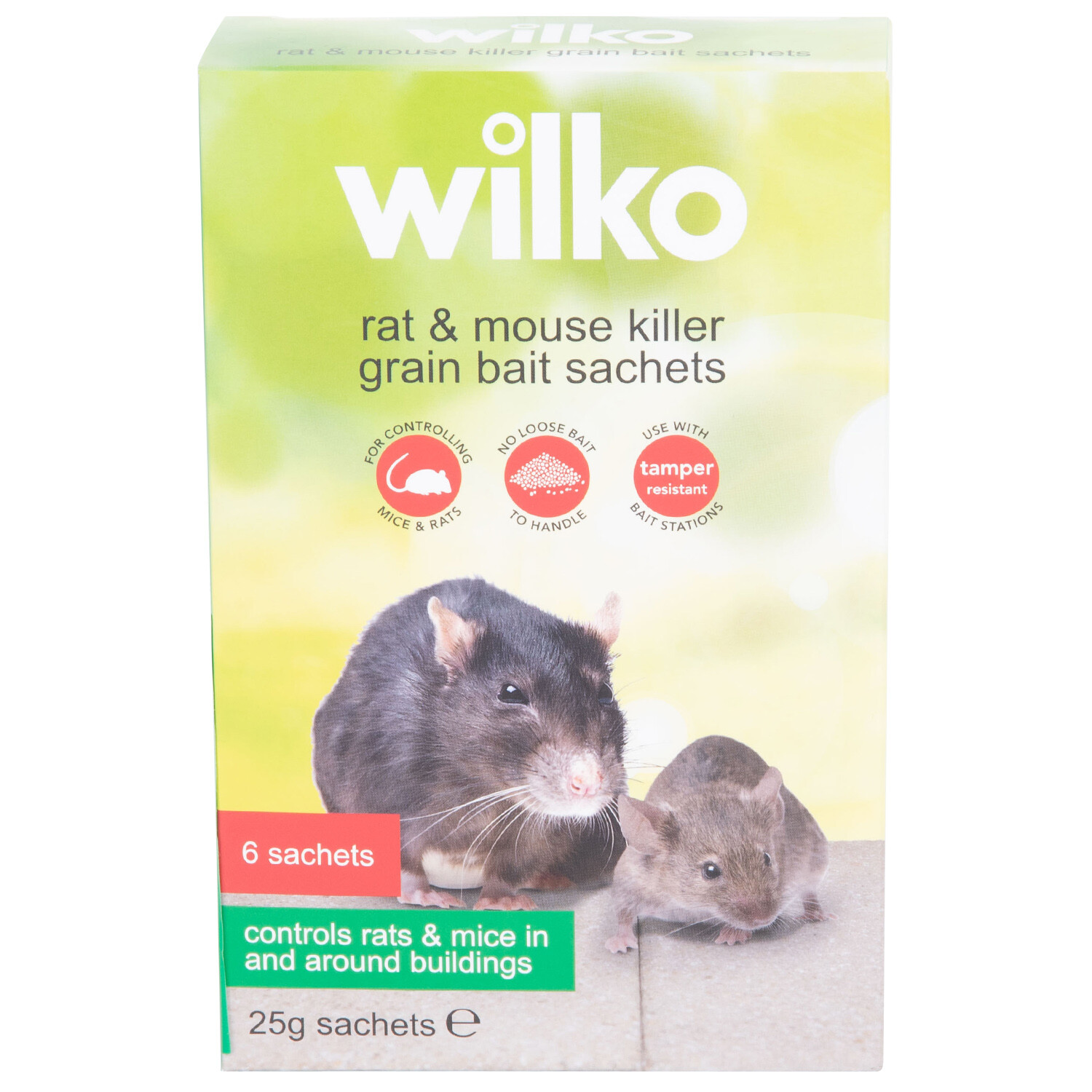 Pack of 6 Rat and Mouse Killer Grain Bait Sachets 25g Image 1