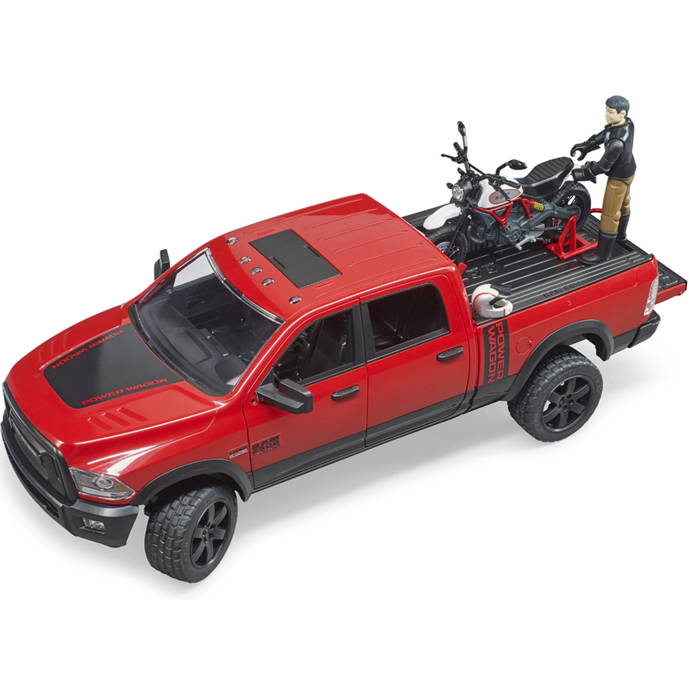 Bruder RAM 2500 Power Wagon with Scrambler Ducati Desert and Driver Figure Image 5