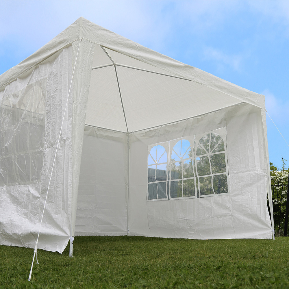 Charles Bentley 3 x 3m White Gazebo with 3 Side Walls Image 6