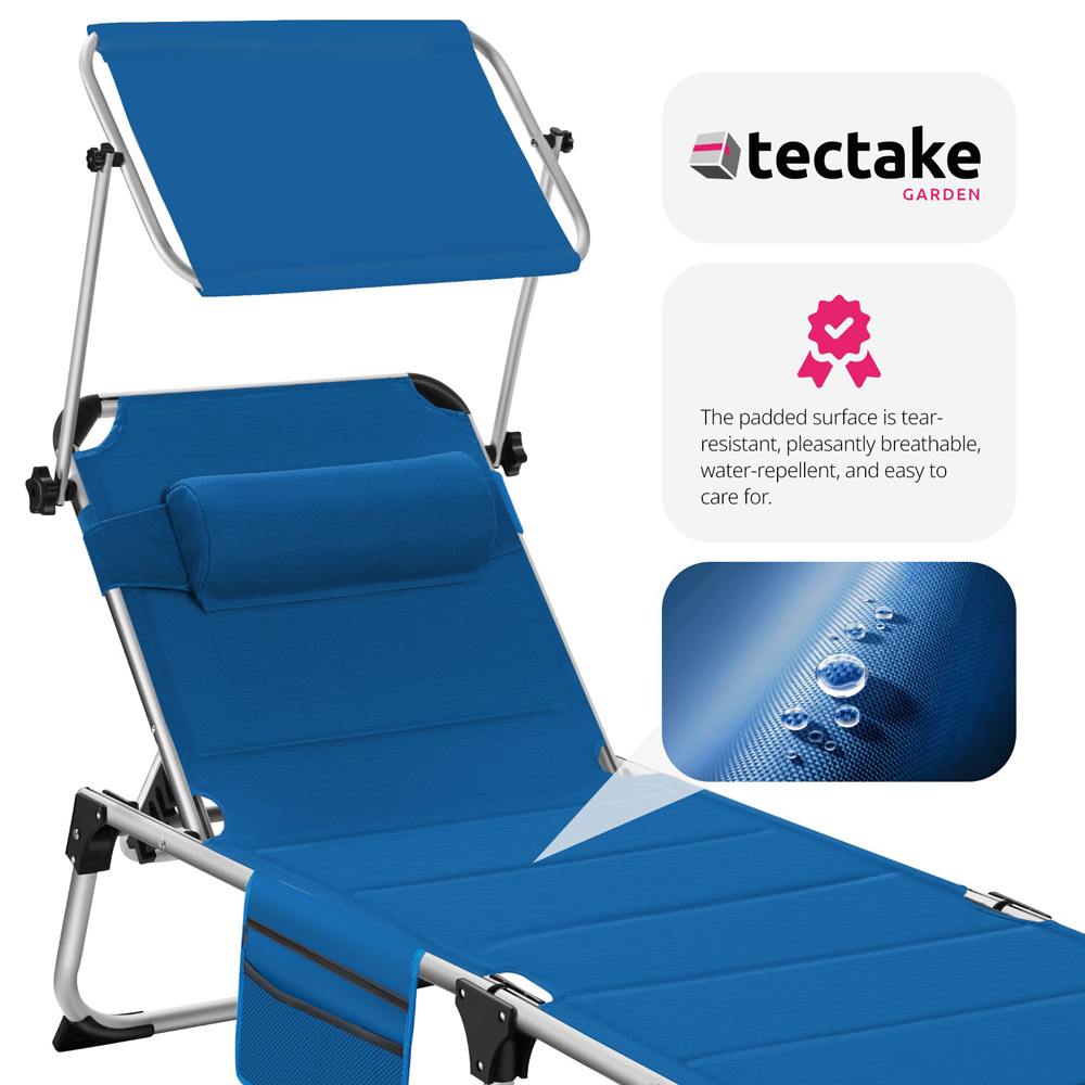 tectake Lorella Blue Foldable Sun Lounger Image 6