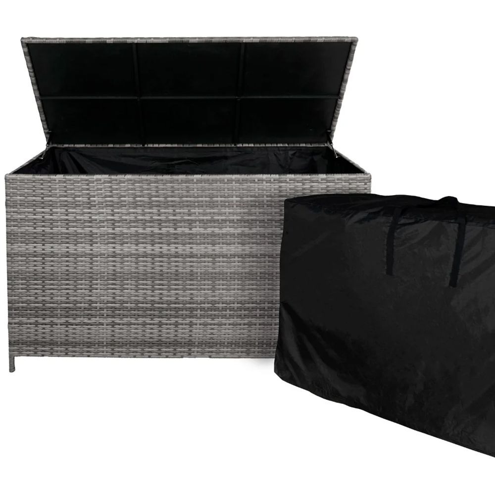 MonsterShop 9 Seater Grey Rattan Corner Lounge Set with Cushion Storage Box Image 3