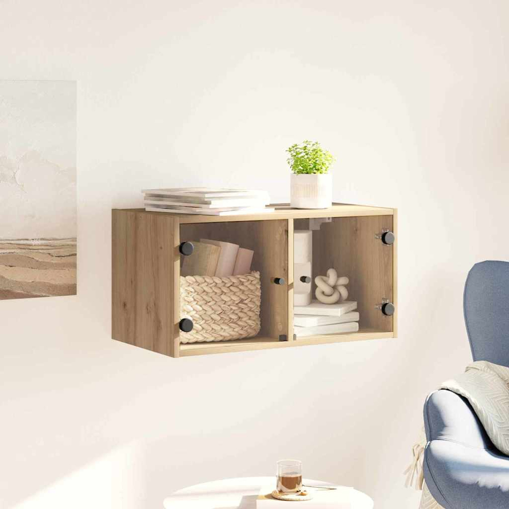 vidaXL 2 Glass Door Artisan Oak Wall Cabinet Image 9