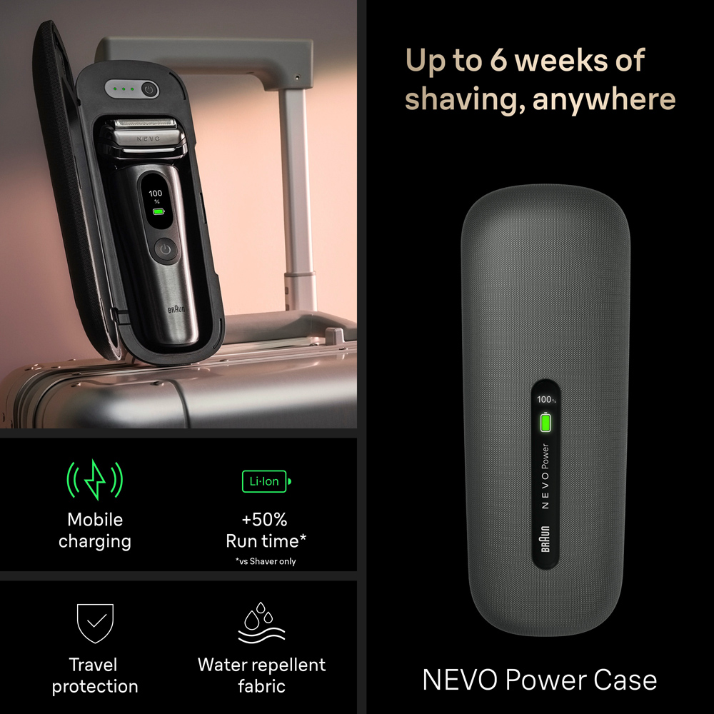 Braun Nevo AeroTouch Black Electric Shaver with Travel Case and Cleaning Brush Image 4