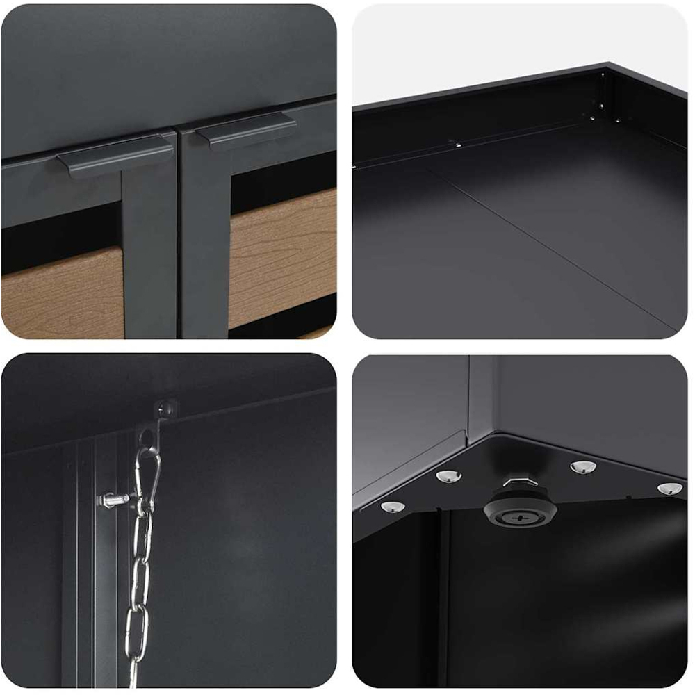 vidaXL Anthracite 2 Wheelie Bin Storage Shed with HDPE Door and Planter Roof Image 8