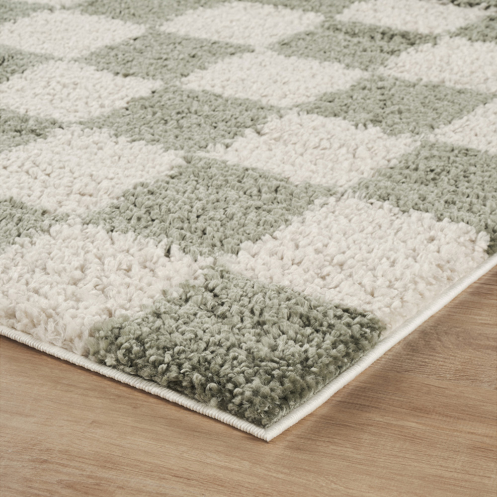 Desire Rugs Chester Sage Shaggy Checkered Rug 200 x 290cm Image 3